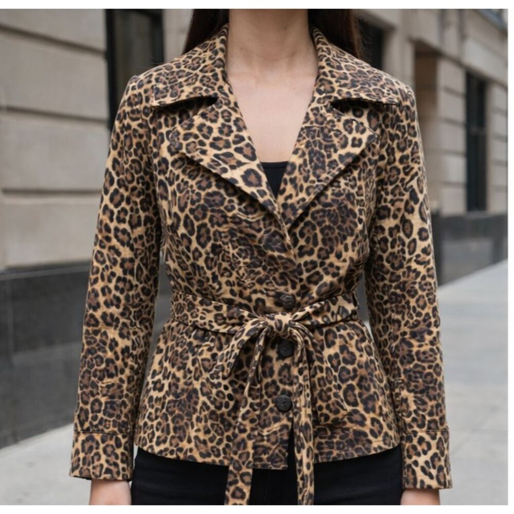 Threads Leopard Print Lightweight Cotton Coat Jac… - image 1